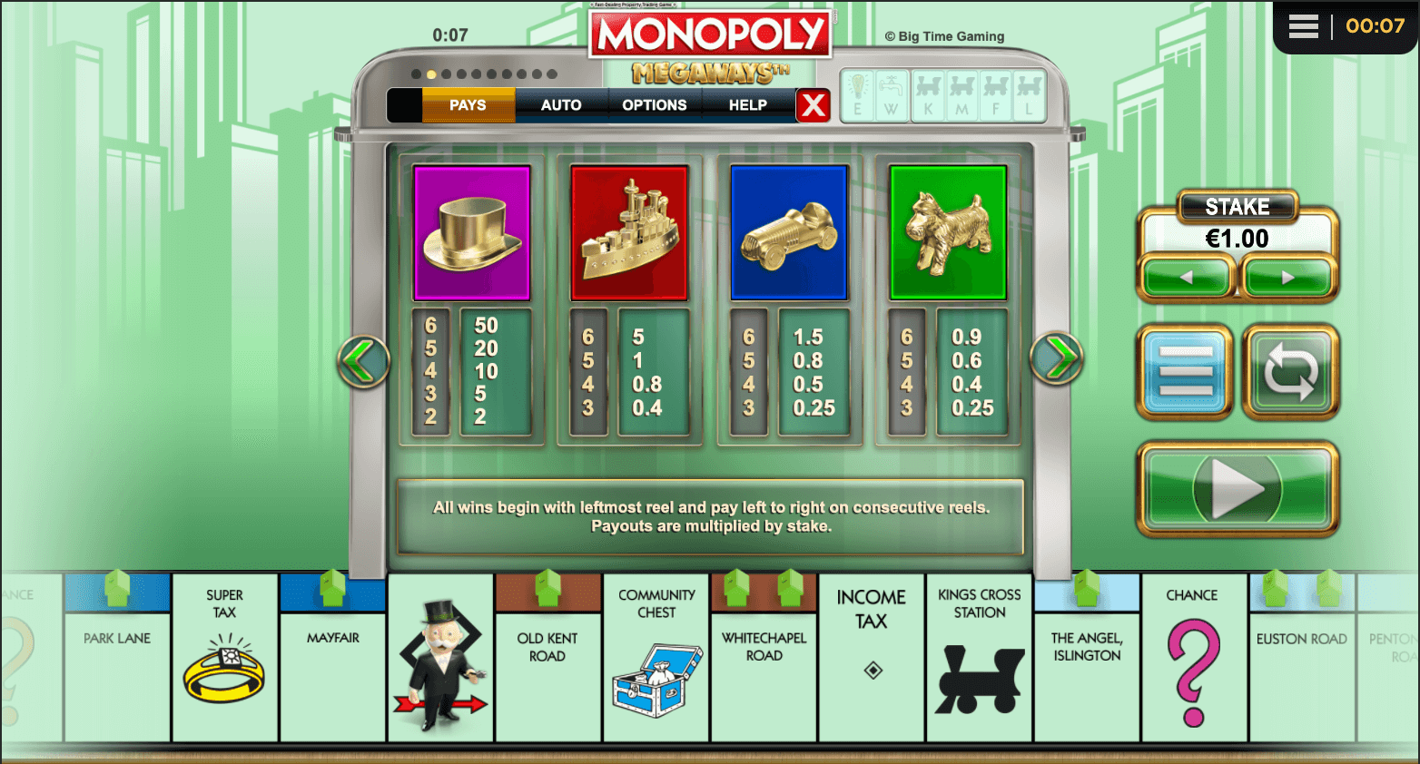 Monopoly Megaways Procesul jocului